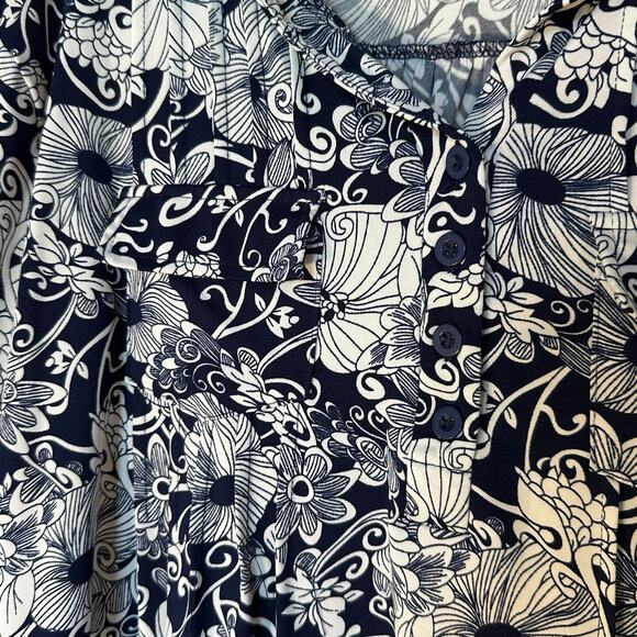 White Mark NavyBlue/White Blouse 1X - Picture 3 of 5